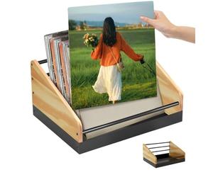 Générique Record Holder - Metal Wooden Large Capacity Non Slip - Album Storage Record Display Stand | for LP Book File Toy Home Bedroom Living Room Apartment Office Desk Shelf
