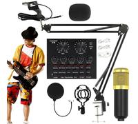 Générique Recording Sets, Recording Microfono Set, Professional Live Streaming Equipment, User Friendly Live Streaming Kit, Recording Studio Supplies for Anchors, Singers, Black, Gold