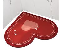 Générique Red Love Floor Mat - Quick Drying non Slip Super Assorbente Bath Mat | Romantic Design, Perfect for Bathroom Kitchen Floor Door, Cofortable Soft Anti-Slip Carpet, 60 x 60 x 1 cm