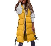 Générique Regali Uomo Personalizza Donne Casual Solid Coat Gilet Zipper Pocket Loose Sleeveless Jacket Long Coat Uomo Umorismo Costoso, giallo, S