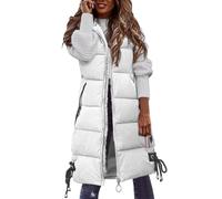 Générique Regali Uomo Personalizza Donne Casual Solid Coat Gilet Zipper Pocket Loose Sleeveless Jacket Long Coat Uomo Umorismo Costoso, bianco, XL