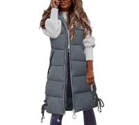 Générique Regali Uomo Personalizza Donne Casual Solid Coat Gilet Zipper Pocket Loose Sleeveless Jacket Long Coat Uomo Umorismo Costoso, grigio, S