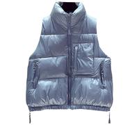 Générique Regalo Con Cavallo Inverno New Glossy Down Cotton Waistcoat Femminile Short Gilet Korean Versione Of The Loose Ladies Cotton Jacket Shoulder Jacket Cavallo Gioielli Bambino, blu, S