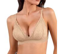 Générique Reggiseno Push-up con ferretto in pizzo mezza coppa lingerie comodo e leggero per un uso quotidiano ideale, cachi., XXL