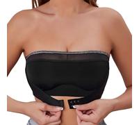 Générique Reggiseno senza Spalline Pizzo Mesh Pannelli Design Filo Argento Stile Confortevole Fit Senza Imbottitura Senza Telaio Reggiseno Senza Spalline Moderno, Le Noir, M