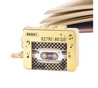 Générique Retro Sound Keychain - Small Cassette Keyring with 10 canzoni | Musical Player Keychain for Backpack, Handbag, Purse, Party, Travel, Home, Ufficio, Commuting, Classroom, Novelty Gift, oro