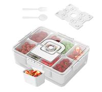 Générique Reusable Snack Tray with Lid, Cooling Divided Serving Container with 8 Compartments, Portable Platter for Hiking, School Lunches, Parties, Camping, Travel, Outdoor Activities, and Beach Use