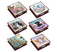 Générique Rhinestone Art Box - Cute 3D Cat Dog Shapes Storage | Handmade Desk Sticky Note Holder | Ampia capacità Rhinestone Painting Kit per Family Friends Adults Men Women Home Office Study Memo