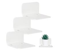 Générique Ripiani da parete galleggianti - Ripiani per vetrina autoadesivi per montaggio a parete con morsetti per cavi, ripiani a forma di L per stare per la parete, senza perforazione, staffe a