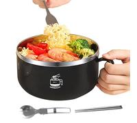 Générique rmen Bowl - Noodle Storage Container, Hot Food Lunch Box With Lid| Portable Stainless Steel Bowls, Lightweight Durable Pot For College Dorm Room Work Office Travel Quick Meal Preparation