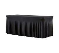 Générique Ruffle Table Skirt - 6ft Black Pleated Halloween Desk Skirts Elegant Fabric Design, Easy Attach, Party Table Cover Skirt | Buffet Tavoli Decoration for Wedding Birthday Banquet