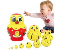 Générique Russian Nesting Dolls Chicken, Wooden Animal Pattern Toys, 4,53 x 3,35 pollici Poultry Stacking Set & Lightweight, Classic Handcrafted Roosting Doll for Boys, Girls, and Kids Playtime