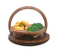 Générique s pieghevole per noci da pane, pieghevole per frutta secca - Cestino per frutta pieghevole a 4 partizioni per tavolo da cucina | Piatto da intagliato in legno fatto a mano per tavolo da
