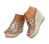 Générique Sandali alti e strass, taglie forti europee, da donna, suola spessa e piattaforme, sandali con zeppa donna estate espadrillas, sandali donna estate 2026 traspirante regolabile, Le Noir, 42