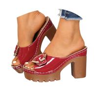 Générique Sandali Boemiani Donna Sposa Tra le Dita Piattaforma Spessa Scarpe Da Spiaggia Comode Per Ete Passeggiate All'aperto, rosso, 42 EU