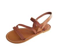Générique Sandali comodi tessuti per le donne scarpe da spiaggia punta a clip abbigliamento per le vacanze estive sandali zeppa donna punta chiusa tacco blocco elegante per cerimonia, marrone, 37.5 EU
