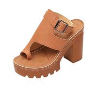 Générique Sandali Con Tacco Blocco Donna Punta Aperta Heels Con Tacchi Alti | Sandali Casual Con Flangia Riccio Suola Spessa Antiscivolo Per Spiaggia Vacanze E Camminate Giornaliere