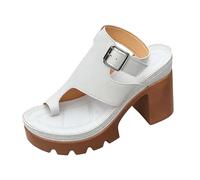Générique Sandali Con Tacco Blocco Donna Punta Aperta Heels Con Tacchi Alti | Sandali Casual Con Flangia Riccio Suola Spessa Antiscivolo Per Spiaggia Vacanze E Camminate Giornaliere