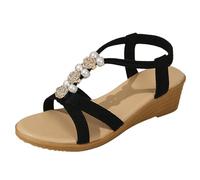 Générique Sandali da donna comodi, scarpe da donna estive comode - sandalo bohemien con flangia elastica, scarpetta a punta di pesce stile romano, mulo casual estivo versatile, Nero , 34 EU