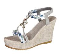 Générique Sandali da donna eleganti sandali con zeppa sandalo infradito da donna estivi comodi antiscivolo traspiranti per casa, piscina, spiaggia, estate, scarpe piattaforma, blu, 42 EU