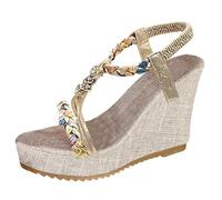 Générique Sandali da donna eleganti sandali con zeppa sandalo infradito da donna estivi comodi antiscivolo traspiranti per casa, piscina, spiaggia, estate, scarpe piattaforma, bianco, 39 EU