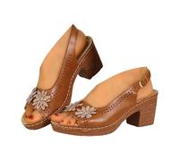Générique Sandali da donna estivi aperti e spessi, casual, suola spessa, con decorazione floreale, sandali da donna ortopedici Sandalo donna con piattaforma, marrone, 37 EU