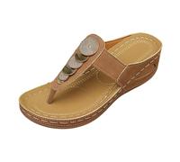Générique Sandali da donna estivi comodi infradito ortopedico con piattaforma per donna scarpe estive eleganti da spiaggia leggere tacco a zeppa confortevole romana estate chic