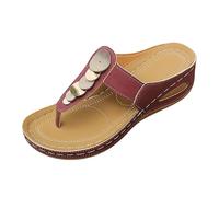 Générique Sandali da donna estivi comodi infradito ortopedico con piattaforma per donna scarpe estive eleganti da spiaggia leggere tacco a zeppa confortevole romana estate chic