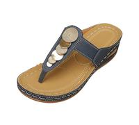 Générique Sandali da donna estivi comodi infradito ortopedico con piattaforma per donna scarpe estive eleganti da spiaggia leggere tacco a zeppa confortevole romana estate chic