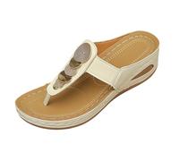 Générique Sandali da donna estivi comodi infradito ortopedico con piattaforma per donna scarpe estive eleganti da spiaggia leggere tacco a zeppa confortevole romana estate chic