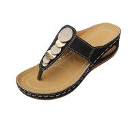 Générique Sandali da donna estivi comodi infradito ortopedico con piattaforma per donna scarpe estive eleganti da spiaggia leggere tacco a zeppa confortevole romana estate chic