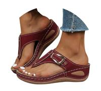 Générique Sandali da donna, estivi, comodi, tacchi a zeppa, scarpe di grandi dimensioni, da donna, punta aperta nuda, piedi da spiaggia, scarpe alla moda, sandali traspiranti nudi e da indossare, Vino
