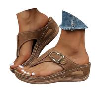 Générique Sandali da donna, estivi, comodi, tacchi a zeppa, scarpe di grandi dimensioni, da donna, punta aperta nuda, piedi da spiaggia, scarpe alla moda, sandali traspiranti nudi e da indossare