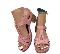 Générique Sandali da donna, estivi, con tacco da spiaggia, platform boho beach per matrimoni e serate, sandali, con tacco a blocco, scarpe da donna, con design a flangia delle dita del piede, tacco