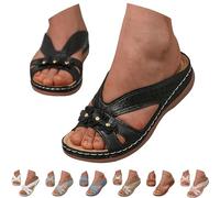 Générique Sandali da donna estivi con zeppa tra le dita, Claquette da donna, estivo, chic ed elegante, sandali con floreale nudo piedi di grandi dimensioni, casual, con suola morbida, sandali da