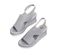 Générique Sandali da donna estivi con zeppa tra le dita, sandali da donna estivi chic e comodi di grandi dimensioni, sandali da bocca di pesce punta aperta sandalo con flangia nuda piedi piattaforma