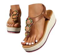 Générique Sandali da donna estivi e alti suole spesse da donna alla moda e casual punta cava per sandali da spiaggia all'aperto Sandalo donna confortevole spiaggia, marrone, 39 EU Large