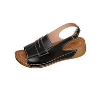 Générique Sandali da donna estivi, scarpe da donna comode, sandali con zeppa da donna bianco con fibbia, per uso quotidiano casual, spiaggia stagionale estate primavera, Nero , 37 EU