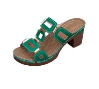 Générique Sandali da donna estivi, scarpe da donna, comodità, tacchi con tacco da donna, giallo con decorazioni in metallo, per uso quotidiano, sera, spiaggia, stagione, estate, primavera, verde, 39