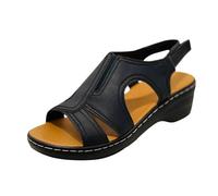 Générique Sandali da donna Nuovi sandali estivi di grandi dimensioni da donna con suole spesse cave cucite e grandi dimensioni donna estate espadrillas platform Sandalo donna città, Le Noir, 39 EU