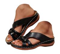 Générique Sandali da donna Sandali con zeppa retrò fiori, suola massaggiante di grandi dimensioni, comodi e casual, ideali per la spiaggia. Confortevole Spiaggia Punta Aperta, Le Noir, 38.5 EU