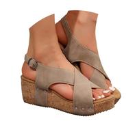 Générique Sandali da donna spessi e zeppa sandali da donna alla moda e casual con bocca di pesce per la spiaggia di grandi dimensioni piatte leggeri camminando sandalo da donna ammortizzato, bianco