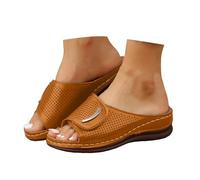 Générique Sandali da donna, suola spessa e alla moda, per donne, taglie forti, sandali da spiaggia con punta aperta e giunta, sandali da donna alla moda, vintage nabuk con tacco quadrato con cinturino