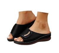 Générique Sandali da donna, suola spessa e alla moda, per donne, taglie forti, sandali da spiaggia con punta aperta e giunta, sandali da donna alla moda, vintage nabuk con tacco quadrato con cinturino