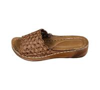 Générique Sandali da donna suola spessa per donna, sandali da spiaggia leggeri e vuoti la e casual zeppa donna Sandalo da donna confortevole in vera pelle per camminare, marrone, 41 EU Large