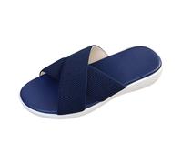 Générique Sandali da spiaggia casual da donna a zeppa in tessuto tinta unita con cinghie incrociate design esterno leggero e confortevole per l'estate le vacanze o uno stile casual, Blu275, 37 EU