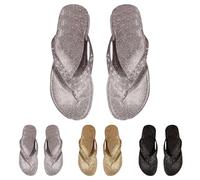 Générique Sandali Donna Con Pinze, Ciabatte Strass, Scarpe Tinta Unita Infradito Piatte, Slide Da Spiaggia, Pantofole Leggere, Zoccoli Brillanti, Infradito Eleganti, Slide Comode, Nero , 36 EU