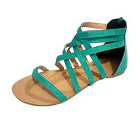 Générique Sandali Donna Estate Spartane - Sandalo Ete Chic E Confortevole Un Piedi Piatti Chic Elegante Tinta Unita Sandalo Piattaforma Cordino Leger Claquettes, verde, 42 EU