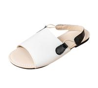 Générique Sandali donna piedi larghi sandali romani estivi da donna testa rotonda una parola colore suola spessa set piede grande comodo punta aperta spiaggia, bianco, 40 EU