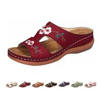 Générique Sandali Donna Romana, Ciabatte Con Tacco Zeppe Ricamate, Infradito Semplici Slide Eleganti Pantofole Spesse, Zoccoli Confortevoli, Infradito Casual Slide Fresche, blu, 35 EU